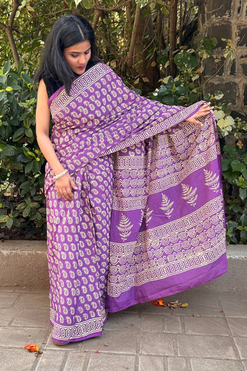 Enthralling 1 Minute Ready To Wear Lavender Mul Cotton Digital Printed Saree With Pocket