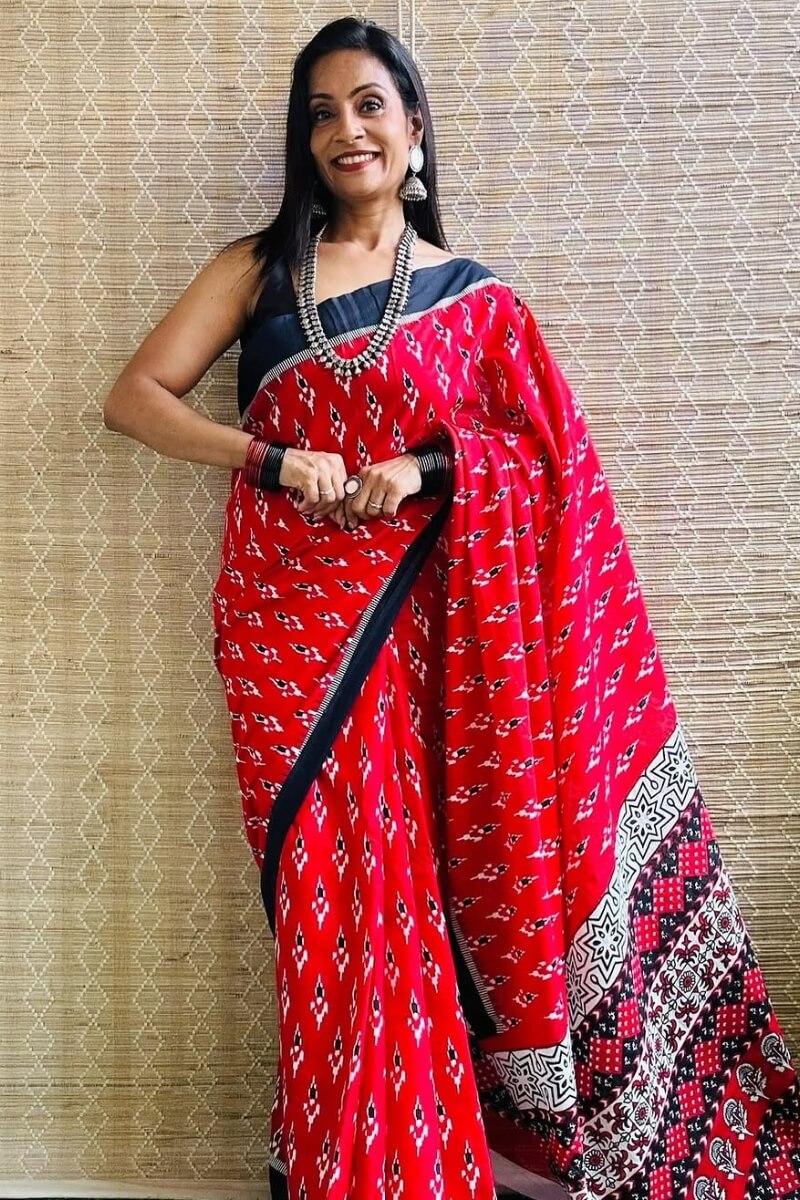 Sizzling 1 Minute Ready To Wear Red Mul Cotton Digital Printed Saree