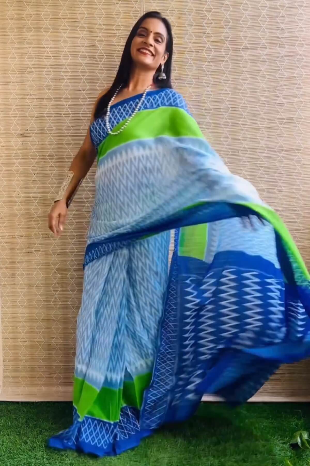 Nebula 1 Minute Ready To Wear Sky Mul Cotton Digital Printed Saree